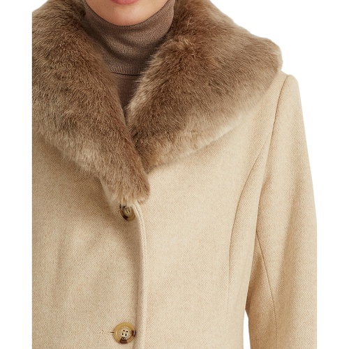 폴로 랄프로렌 Womens Faux-Fur-Collar Coat