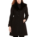 Womens Faux-Fur-Collar Coat