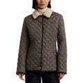 Petite Faux-Sherpa-Collar Quilted Coat