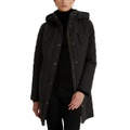 Petite Quilted Faux-Suede-Trim Coat