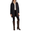 Petite Quilted Faux-Suede-Trim Coat