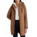 Petite Quilted Faux-Suede-Trim Coat