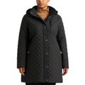 Plus Size Quilted Faux-Suede-Trim Coat