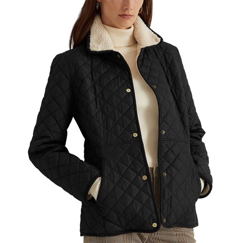 폴로 랄프로렌 Womens Faux-Sherpa-Collar Quilted Coat