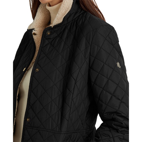 폴로 랄프로렌 Womens Faux-Sherpa-Collar Quilted Coat