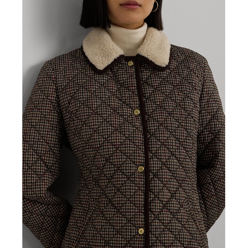 폴로 랄프로렌 Womens Faux-Sherpa-Collar Quilted Coat