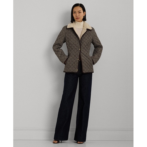 폴로 랄프로렌 Womens Faux-Sherpa-Collar Quilted Coat