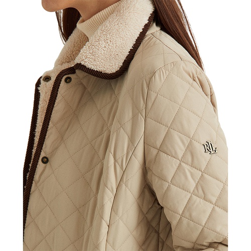 폴로 랄프로렌 Womens Faux-Sherpa-Collar Quilted Coat