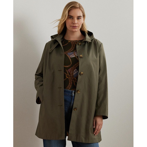 폴로 랄프로렌 Womens Plus Size Hooded A-Line Raincoat Created for Macys