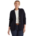 Womens Plus Size Combed Cotton Single-Breasted Blazer