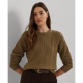 Womens Cable-Knit Crewneck Sweater