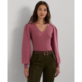 Womens Blouson-Sleeve Sweater