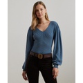 Womens Blouson-Sleeve Sweater