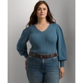 Plus Size Blouson-Sleeve Sweater