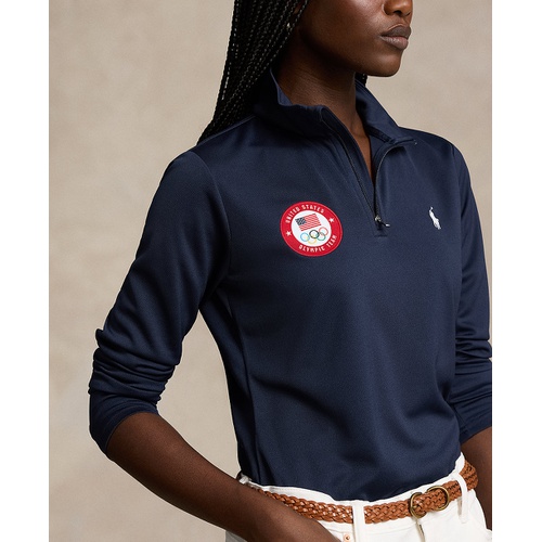 폴로 랄프로렌 Womens Team USA Micro-Dot Mesh Quarter-Zip