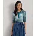 Womens Striped Henley Tee