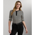 Womens Striped Henley Tee