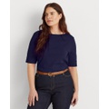 Plus Size Cotton-Blend Boatneck Top