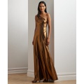 Womens Metallic Chiffon Gown