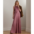 Womens One-Shoulder Satin Gown