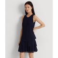 Womens Crinkle Georgette Shift Dress