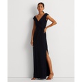 Womens Jersey Off-the-Shoulder Side-Slit Column Gown