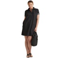 Womens Plus Size Short-Sleeve Denim Cotton Shift Dress