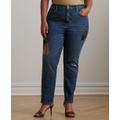 Plus Size Tapered Patchwork Boyfriend Jeans