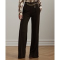 Petite Chain-Trim Pleated Jersey Wide-Leg Pants