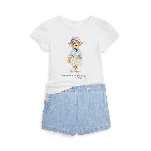 폴로 랄프로렌 Baby Girls Polo Bear Cotton Tee and Short Set