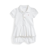 Ralph Lauren Stretch Mesh Peplum Polo Shortall