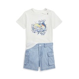 Baby Boys Jersey Graphic Tee and Chambray Short Set