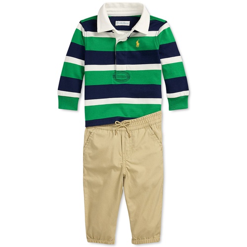 폴로 랄프로렌 Baby Boys Cotton Striped Rugby Shirt & Jogger Pants 2 Piece Set