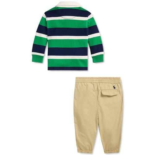 폴로 랄프로렌 Baby Boys Cotton Striped Rugby Shirt & Jogger Pants 2 Piece Set