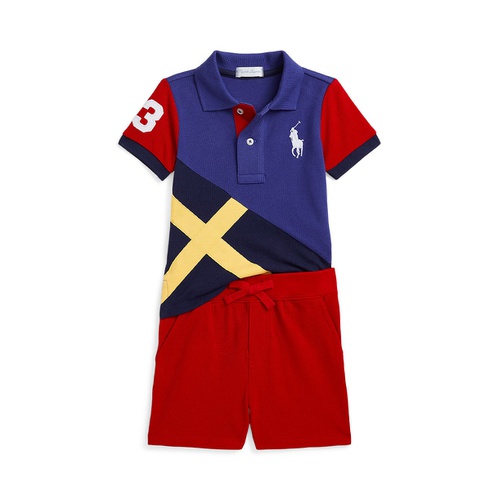 폴로 랄프로렌 Baby Boys Big Pony Mesh Polo Shirt and Shorts Set