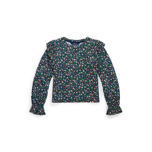 폴로 랄프로렌 Toddler and Little Girls Floral Ruffled Cotton-Modal Top