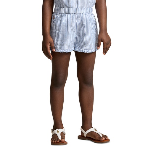 폴로 랄프로렌 Toddler and Little Girls Striped Ruffled Cotton Seersucker Shorts