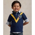 Toddler and Little Boys Cotton Mesh Letterman Polo Shirt