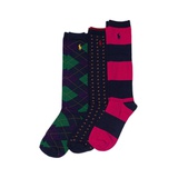 Big Girls Argyle Knee High 3 Pack Socks