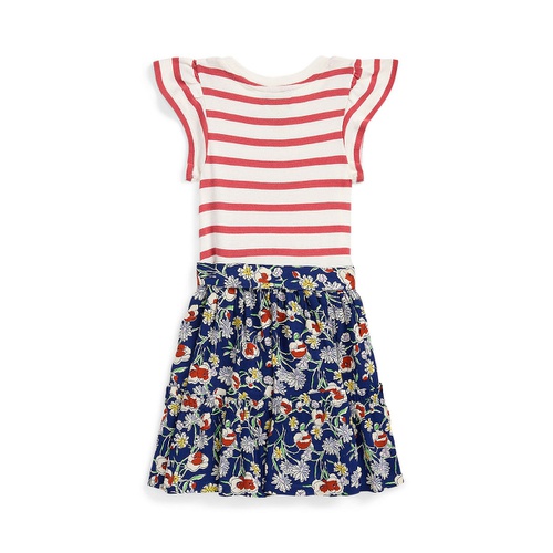 폴로 랄프로렌 Toddler and Little Girls Striped Floral Cotton-Blend Dress