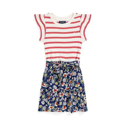 폴로 랄프로렌 Toddler and Little Girls Striped Floral Cotton-Blend Dress