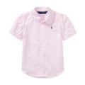 Little Girls Short Sleeve Solid Oxford Top