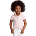 Toddler and Little Girls Short Sleeve Stretch Cotton Mesh Polo Shirt