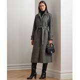 Womens Single-Breasted Wool-Blend Belted Maxi Coat