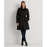 Womens Belted Velboa-Lined Quilted Trench Coat