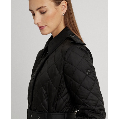 폴로 랄프로렌 Womens Belted Velboa-Lined Quilted Trench Coat