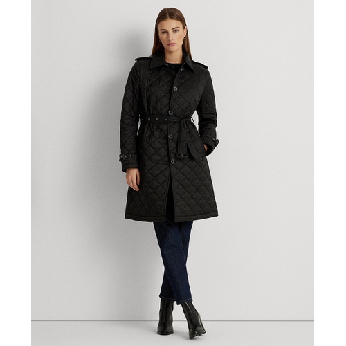 폴로 랄프로렌 Womens Belted Velboa-Lined Quilted Trench Coat