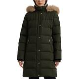 Petite Faux-Fur-Trim Hooded Puffer Coat