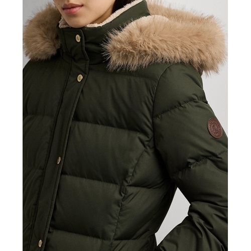 폴로 랄프로렌 Petite Faux-Fur-Trim Hooded Puffer Coat