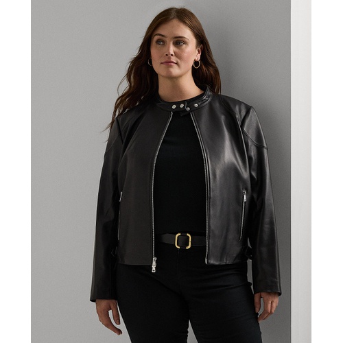 폴로 랄프로렌 Plus Size Leather Moto Jacket